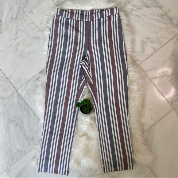 Free People vertical stripe linen ankle pants sz 0 - Picture 3 of 7
